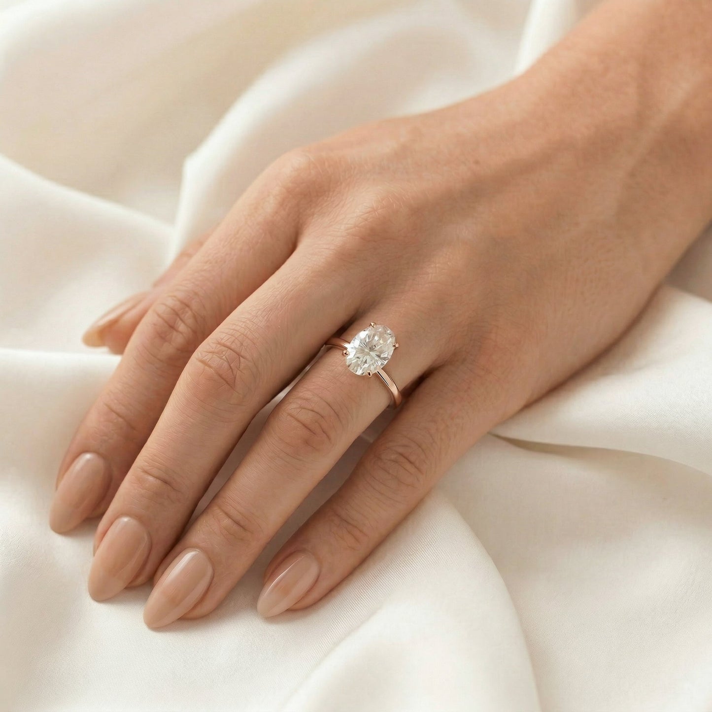 Oval Hidden Halo Diamond Engagement Ring
