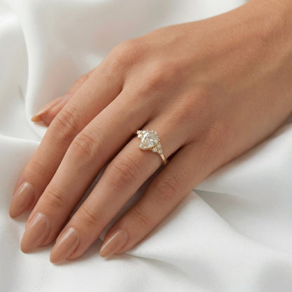 Pear Cluster Stones Diamond Engagement Ring