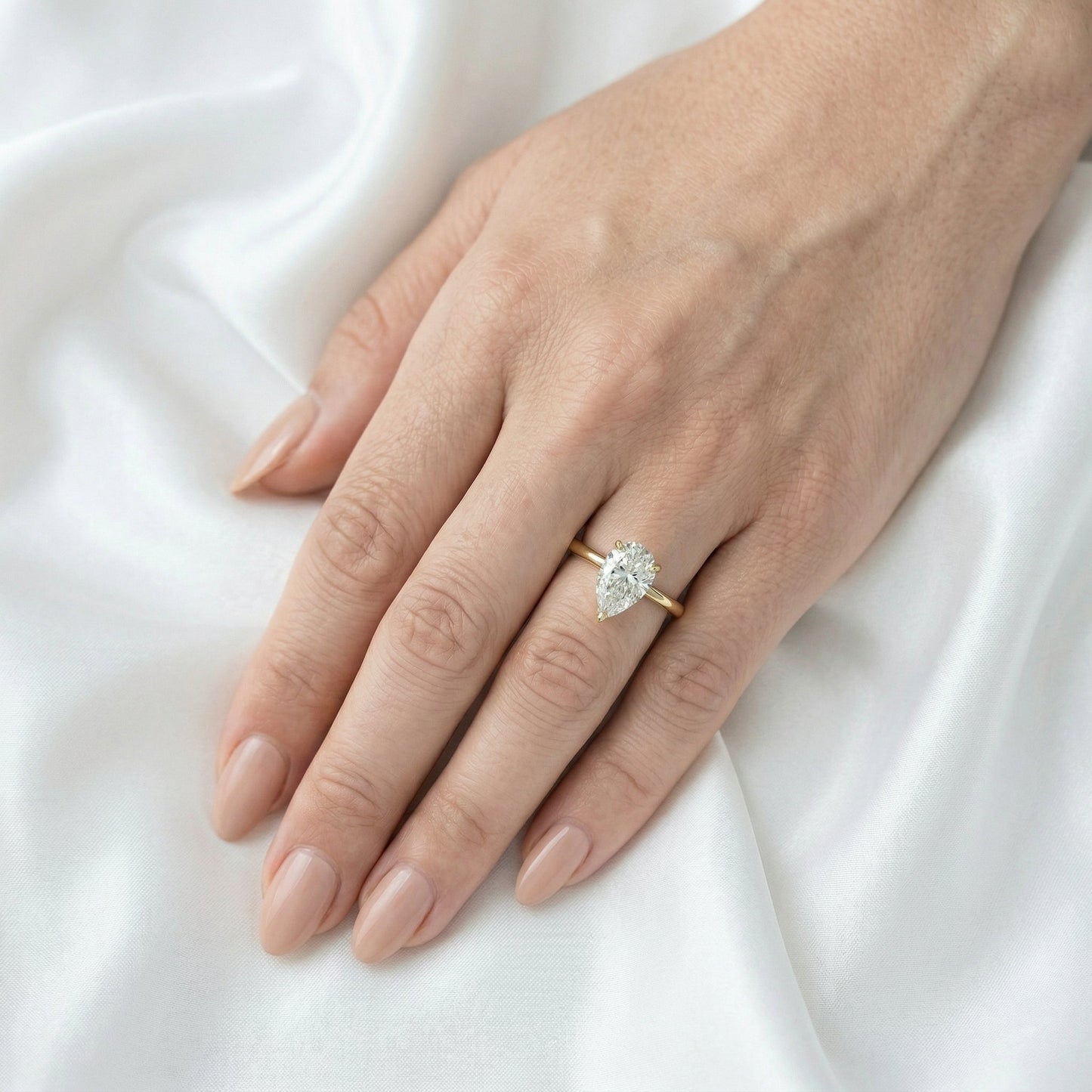 Pear Hidden Halo Moissanite Engagement Ring