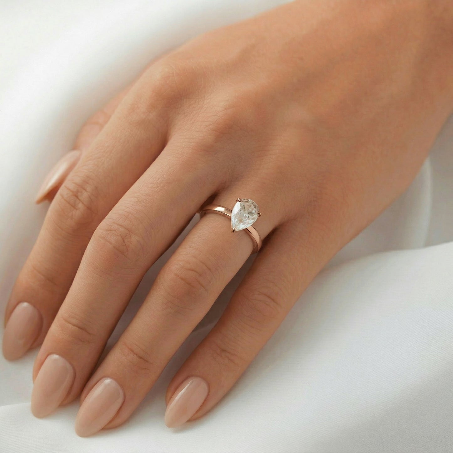 Pear Solitaire Moissanite Engagement Ring - Moissanite Engagement Rings
