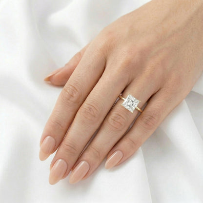 Princess Hidden Halo Diamond Engagement Ring