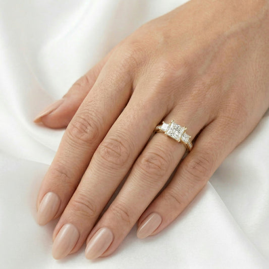 Princess Trilogy Moissanite Engagement Ring — Guthrie Jewellery