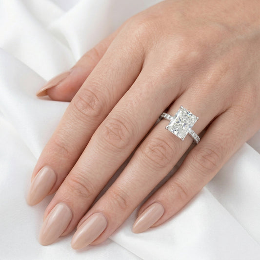 Radiant Half Pavé Moissanite Engagement Ring — Guthrie Jewellery