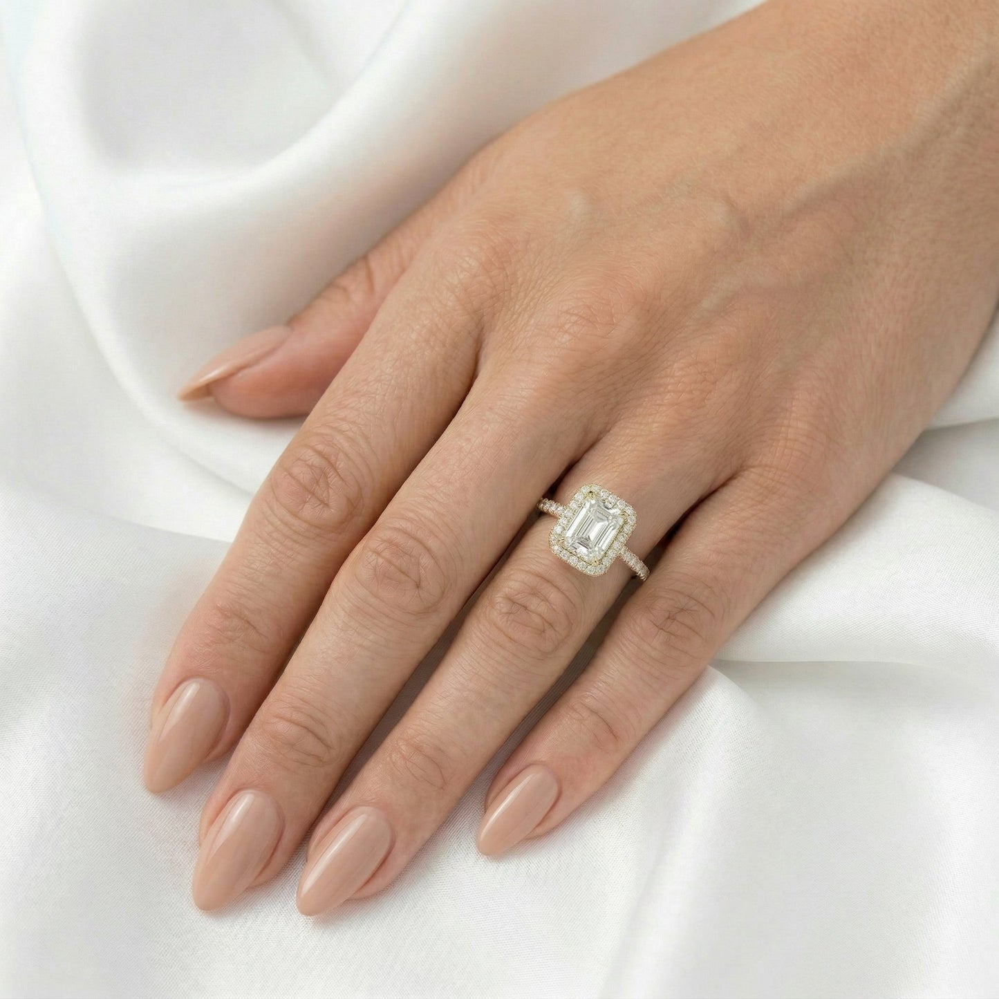 Radiant Halo Full Pavé Diamond Engagement Ring