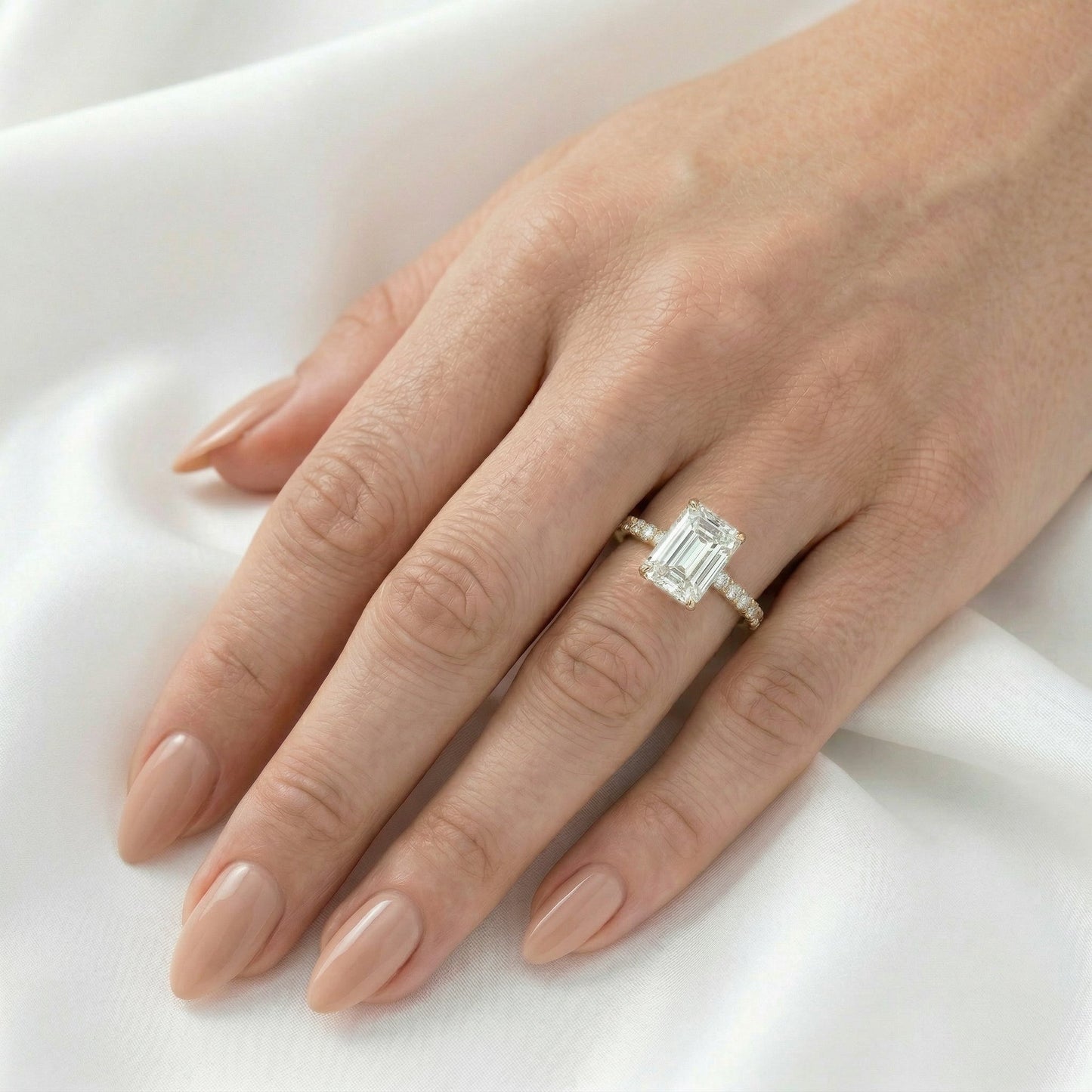 Radiant Hidden Halo Full Pavé Diamond Engagement Ring
