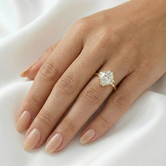 Round Accent Stones Moissanite Engagement Ring — Guthrie Jewellery
