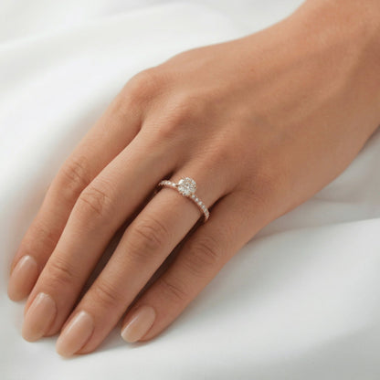 Round Hidden Halo Full Pavè Moissanite Engagement Ring