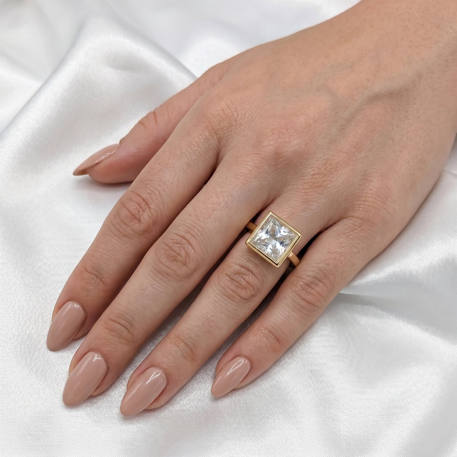 Princess Bezel Moissanite Engagement Ring — Guthrie Jewellery