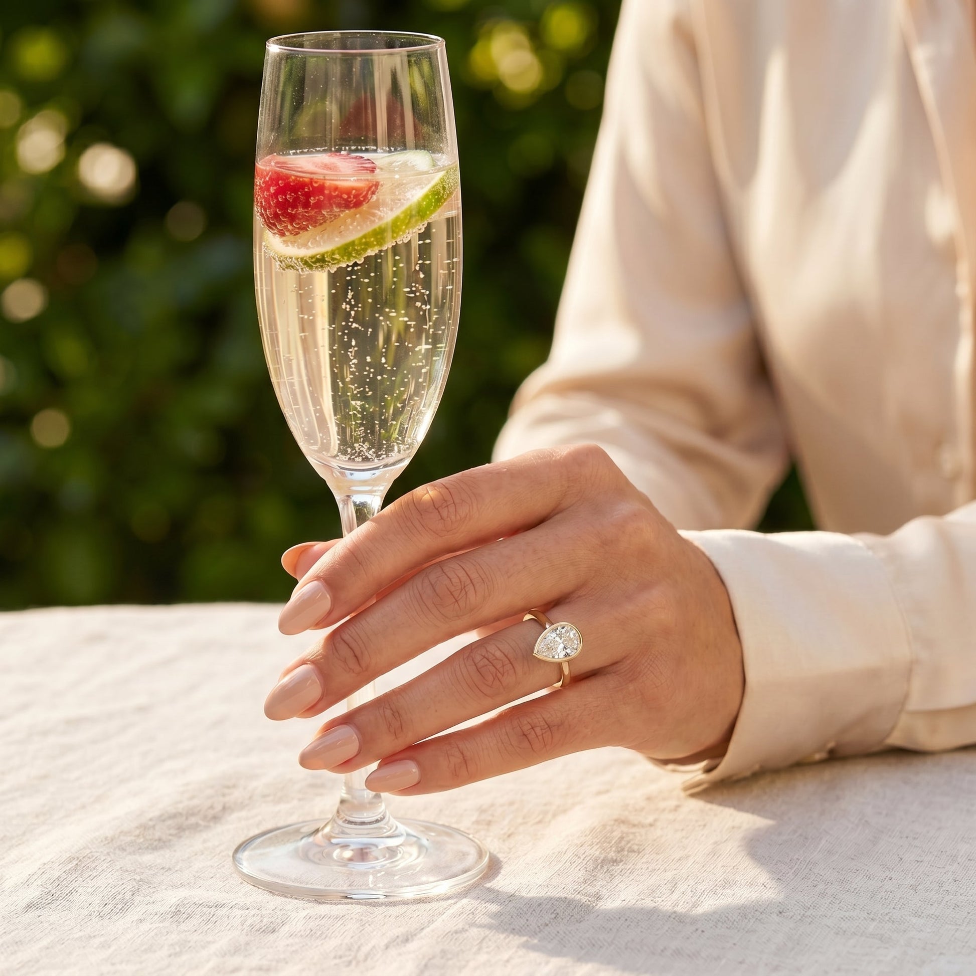 Pear Bezel Moissanite Engagement Ring - Moissanite Engagement Rings