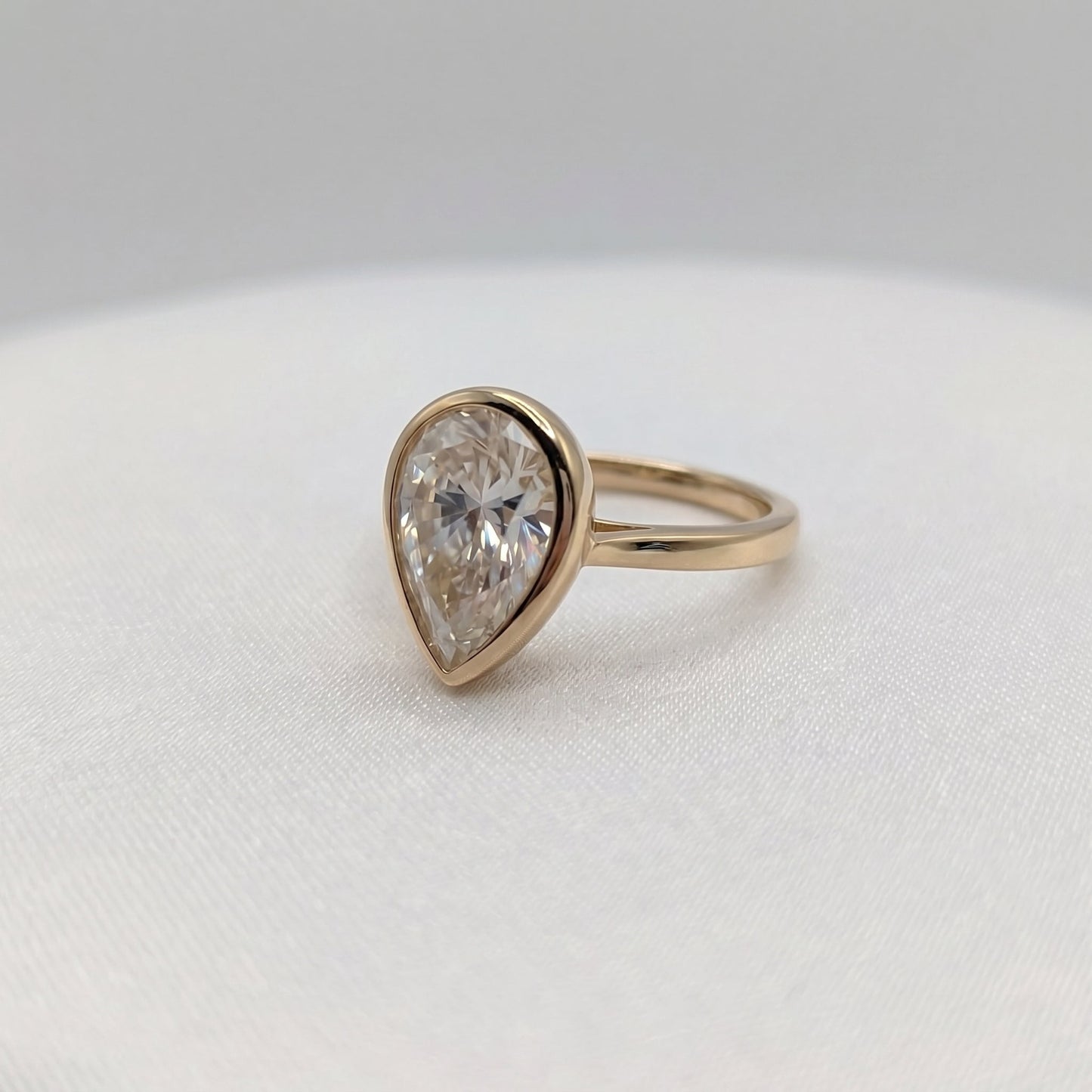 Pear Bezel Moissanite Engagement Ring - Moissanite Engagement Rings