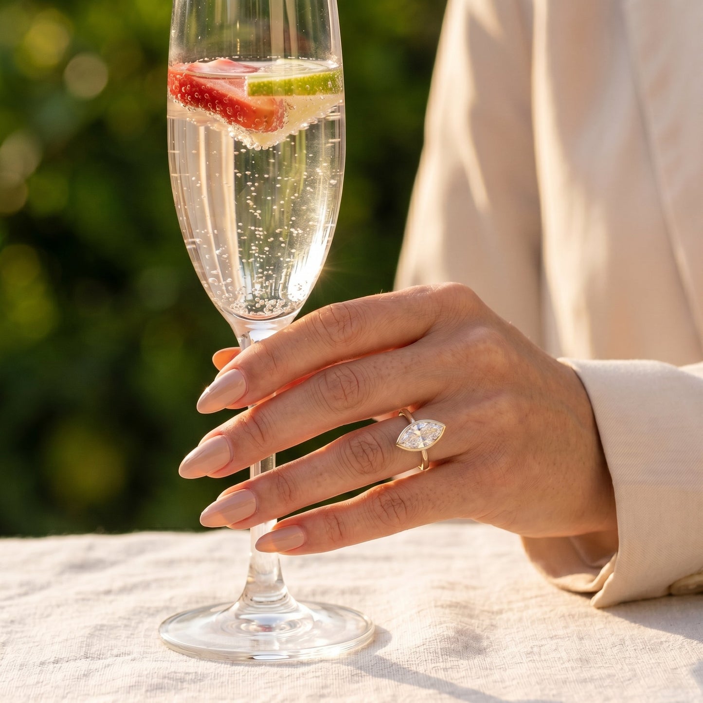Marquise Bezel Moissanite Engagement Ring - Moissanite Engagement Rings