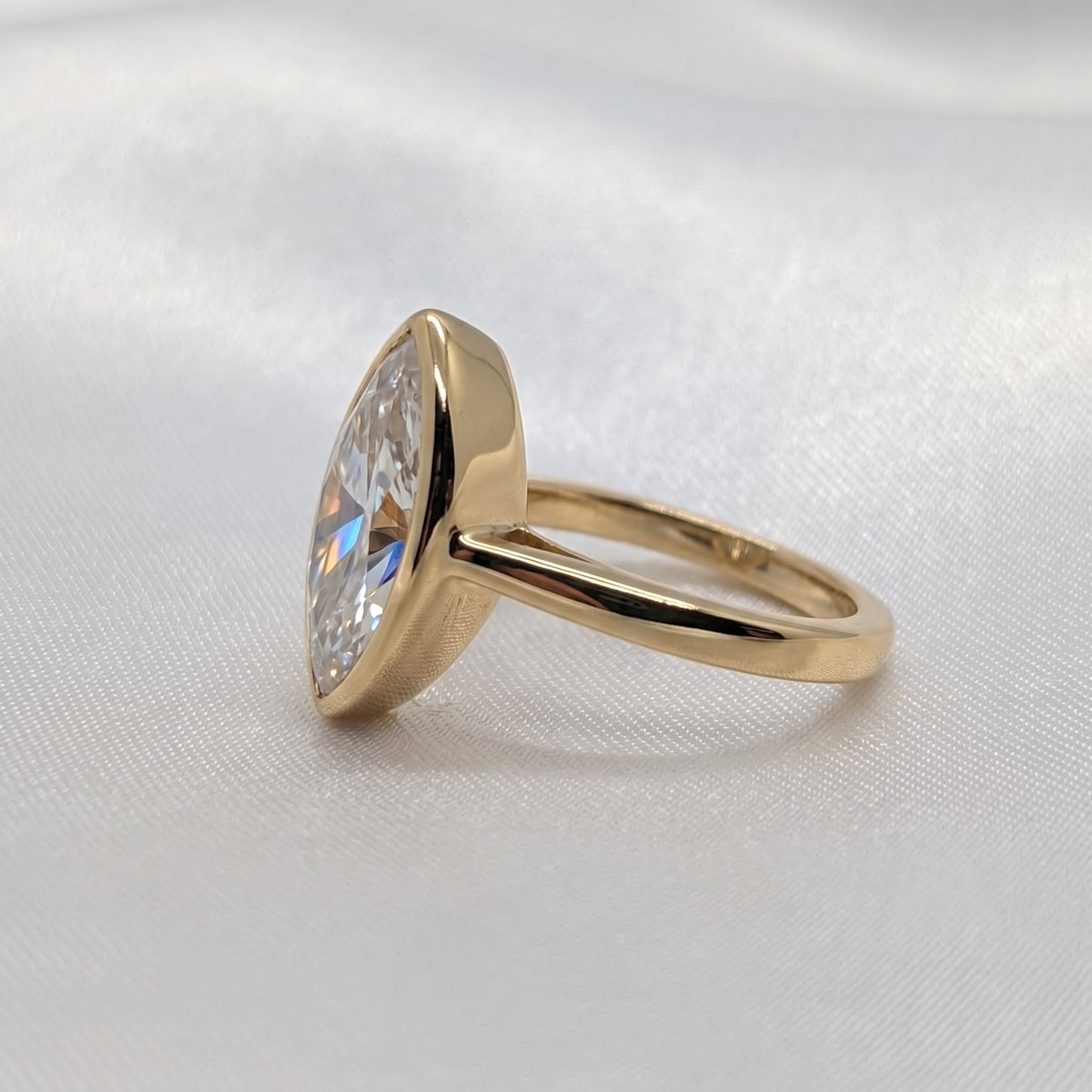 Marquise Bezel Moissanite Engagement Ring - Moissanite Engagement Rings