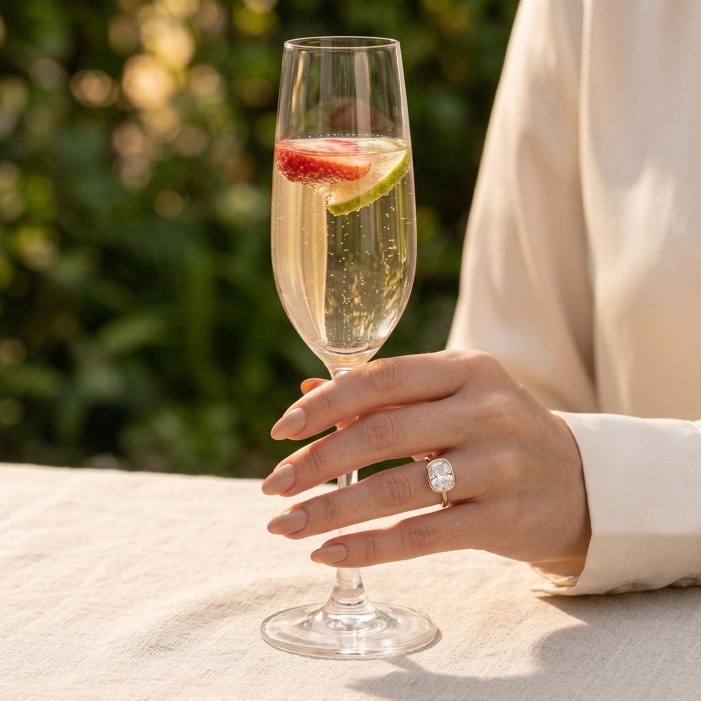East West Bezel Elongated Cushion Moissanite Engagement Ring - Moissanite Engagement Rings