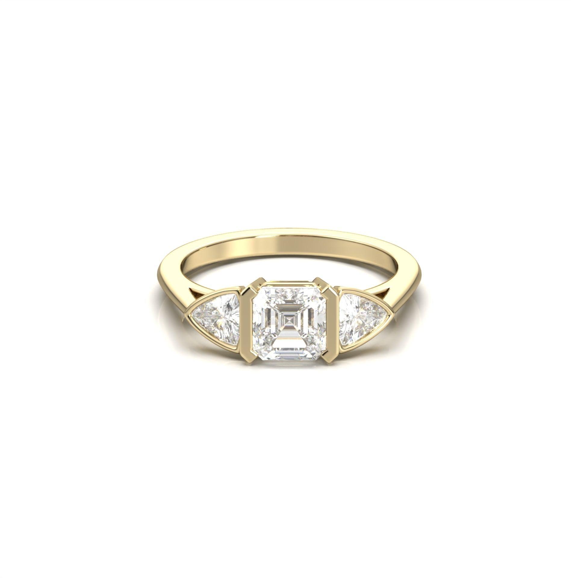 Cushion Cut Trilogy Moissanite Engagement Ring - moissaniteengagementrings