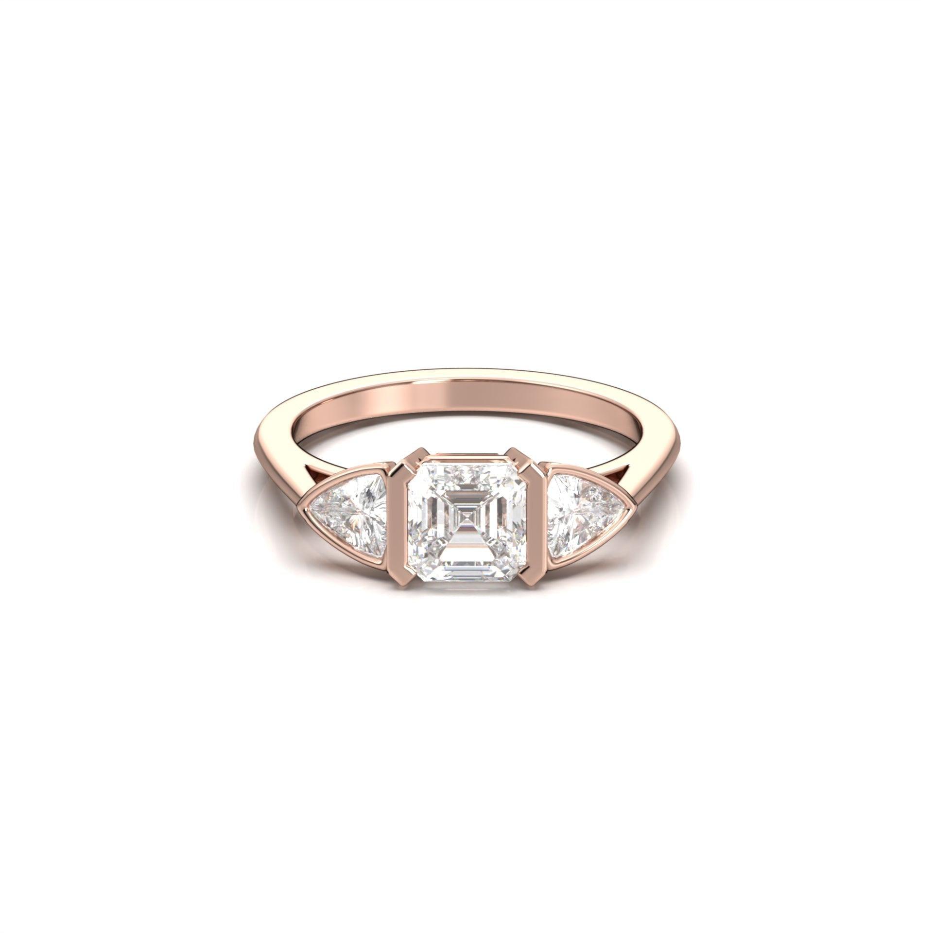 Cushion Cut Trilogy Moissanite Engagement Ring - moissaniteengagementrings