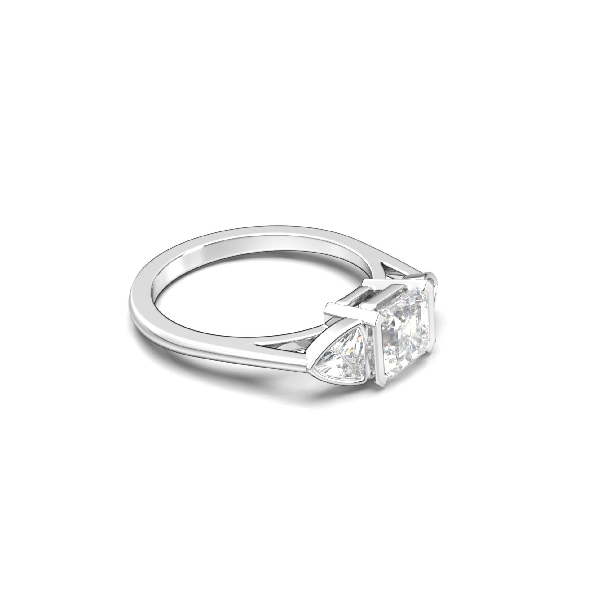 Cushion Cut Trilogy Moissanite Engagement Ring - moissaniteengagementrings