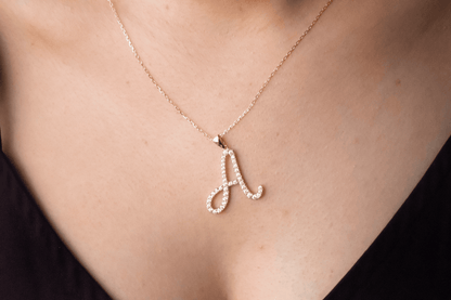 Diamond Lettered Necklace - Moissanite Engagement Rings