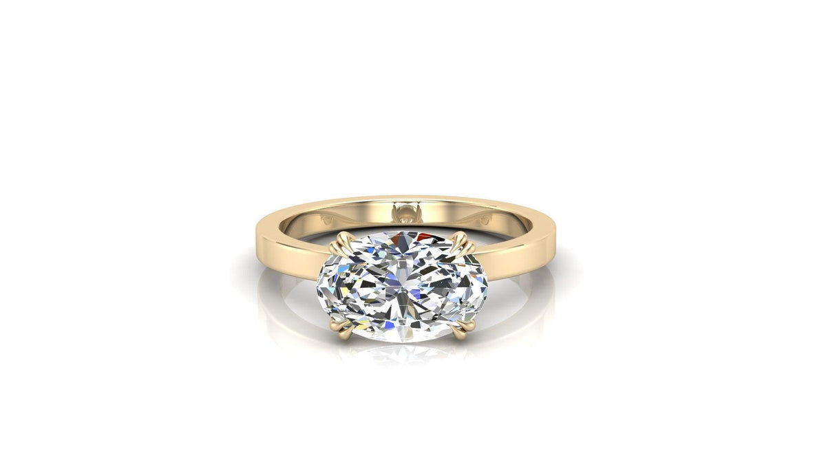 East West 8 Prongs Oval Solitaire Moissanite Engagement Ring - Moissanite Engagement Rings