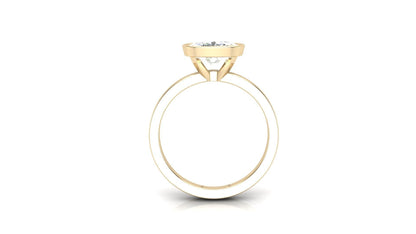 East West Bezel Cushion Solitaire Diamond Engagement Ring - Moissanite Engagement Rings