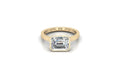 East West Bezel Emerald Solitaire Moissanite Engagement Ring