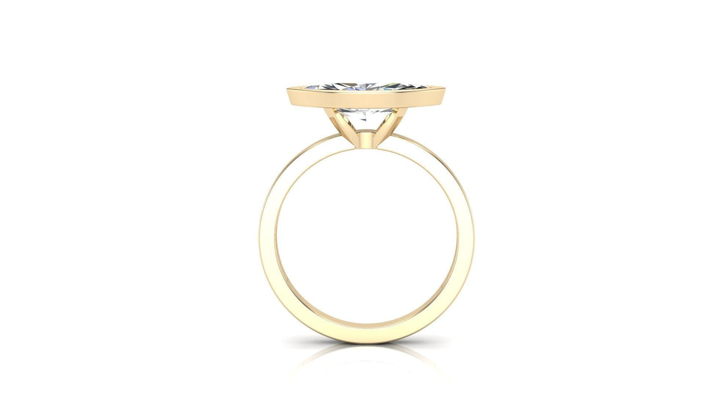 East West Bezel Marquise Solitaire Diamond Engagement Ring - Moissanite Engagement Rings