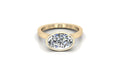 East West Bezel Oval Solitaire Moissanite Engagement Ring