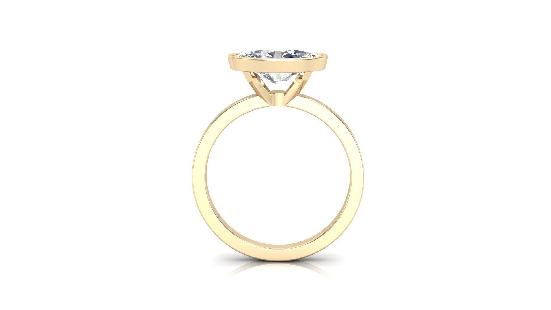 East West Bezel Oval Solitaire Diamond Engagement Ring - Moissanite Engagement Rings