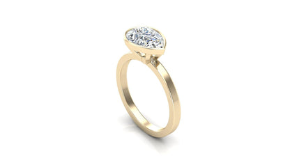 East West Bezel Pear Solitaire Diamond Engagement Ring - Moissanite Engagement Rings