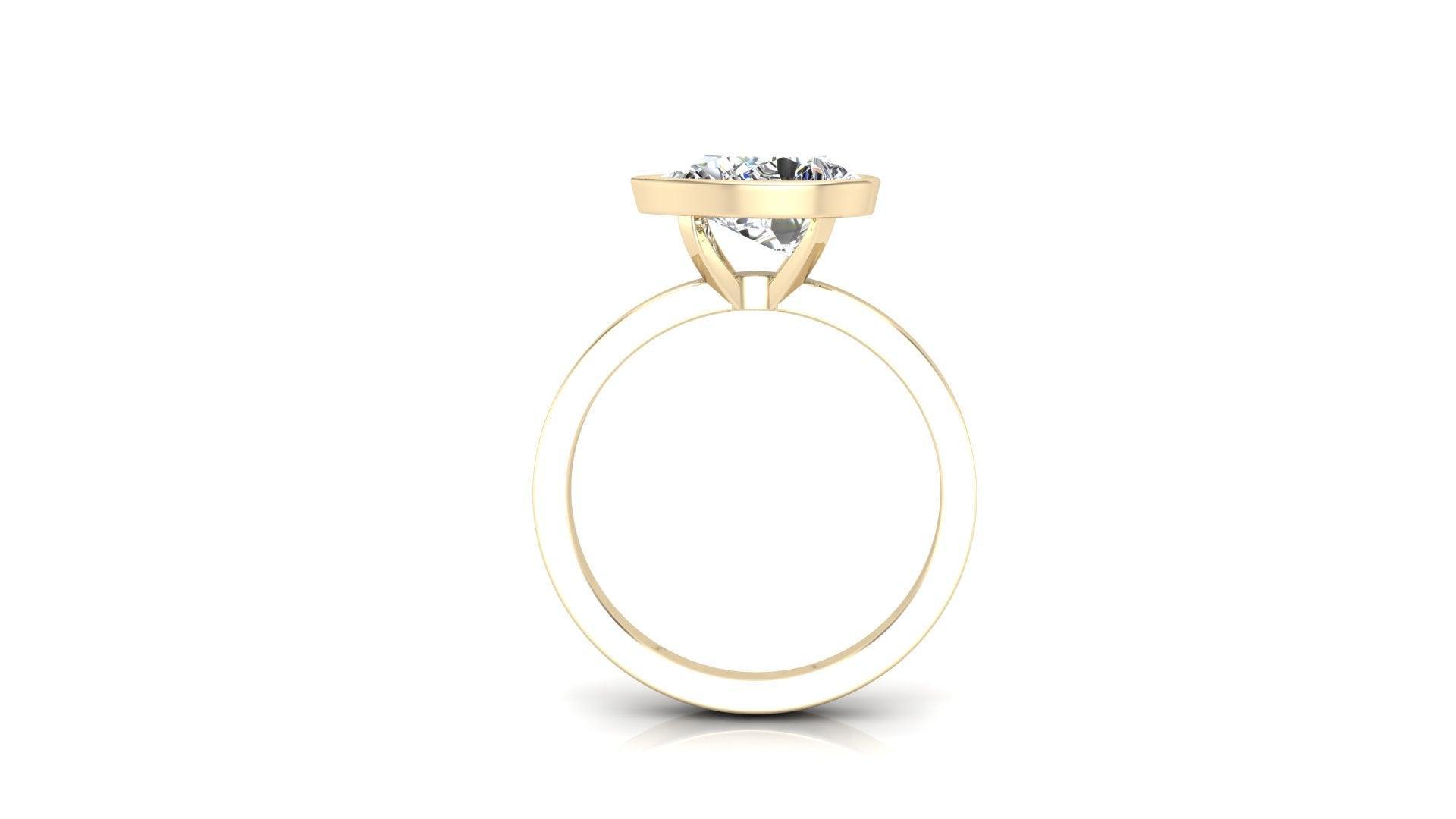 East West Bezel Pear Solitaire Diamond Engagement Ring - Moissanite Engagement Rings