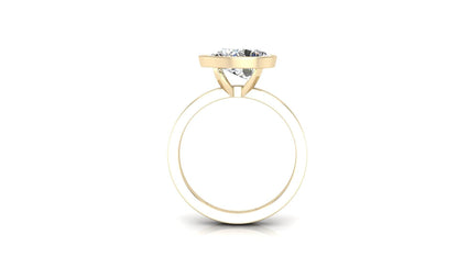 East West Bezel Pear Solitaire Diamond Engagement Ring - Moissanite Engagement Rings
