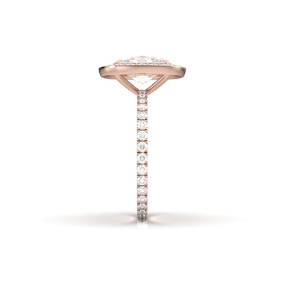 Elongated Cushion Halo Full Pavé Diamond Engagement Ring - Moissanite Engagement Rings