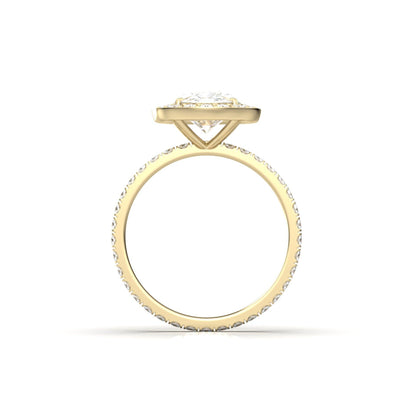 Elongated Cushion Halo Full Pavé Diamond Engagement Ring - Moissanite Engagement Rings
