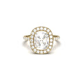 Elongated Cushion Halo Full Pavé Diamond Engagement Ring
