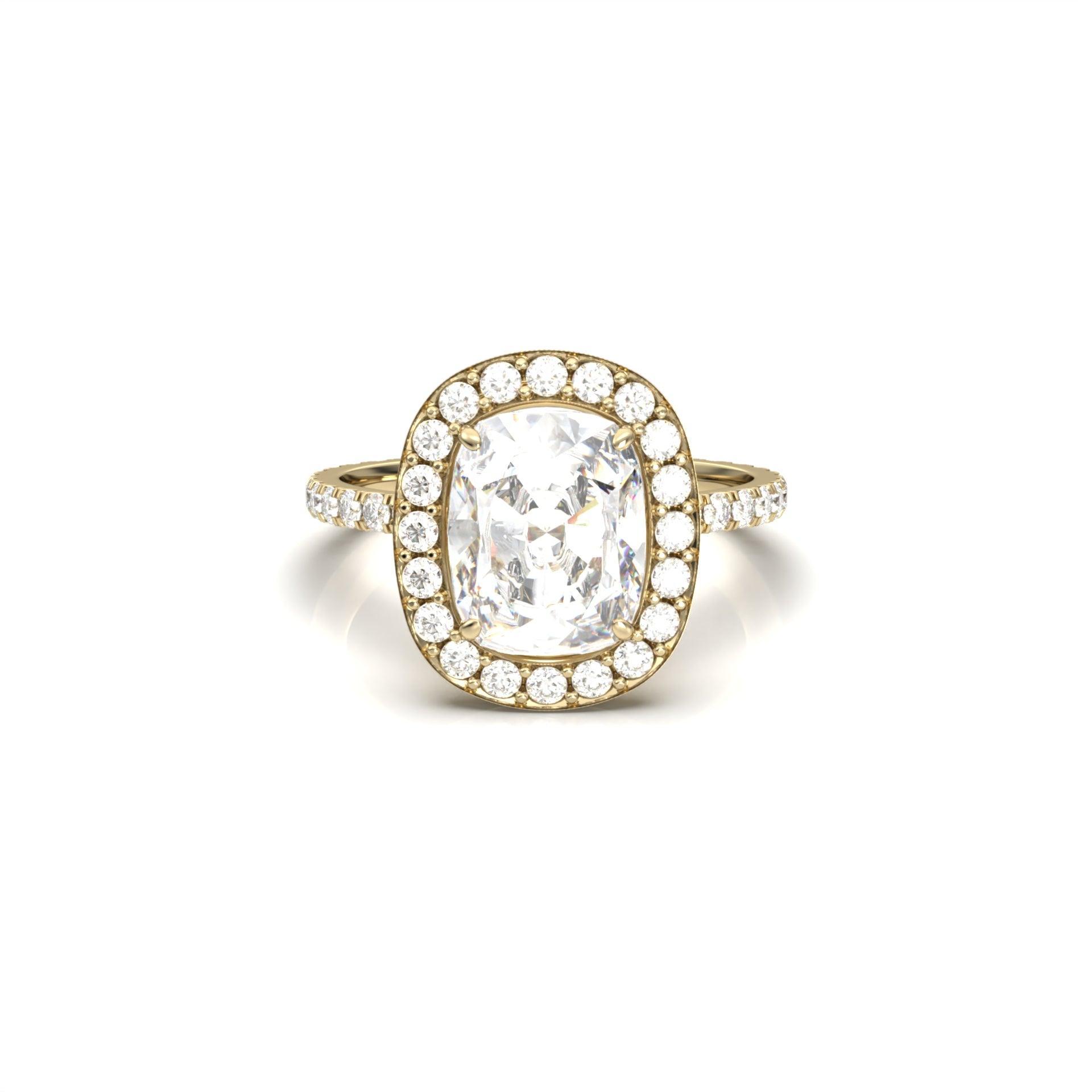 Elongated Cushion Halo Full Pavé Engagement Ring - Guthrie Jewellery