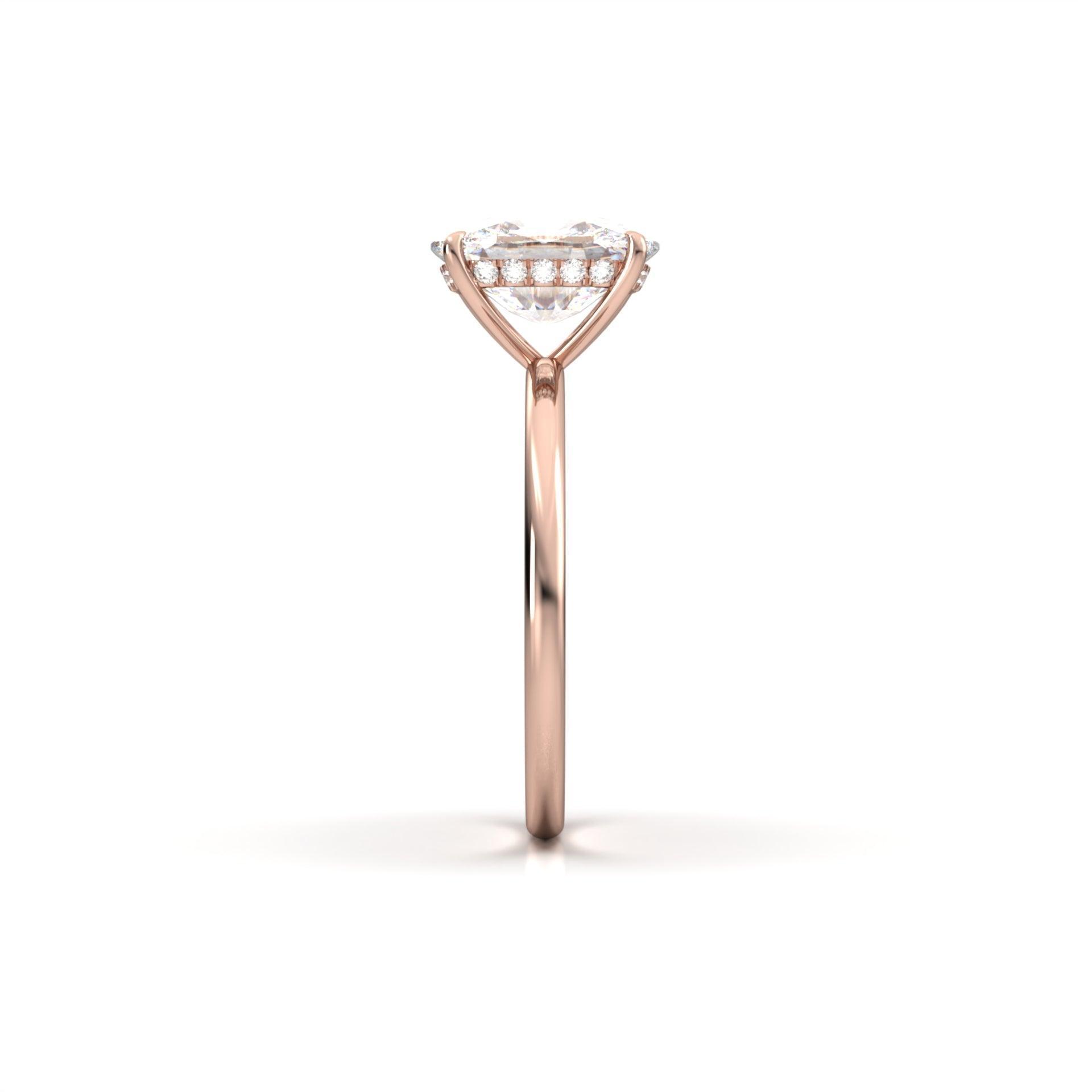 Elongated Cushion Hidden Halo Diamond Engagement Ring - Moissanite Engagement Rings