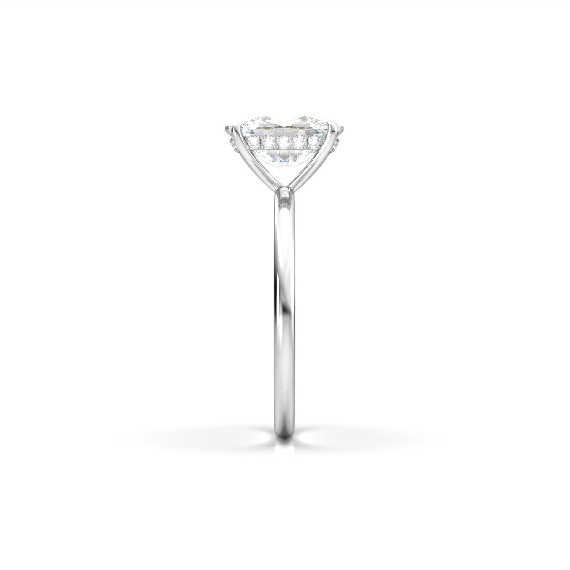 Elongated Cushion Hidden Halo Diamond Engagement Ring - Moissanite Engagement Rings