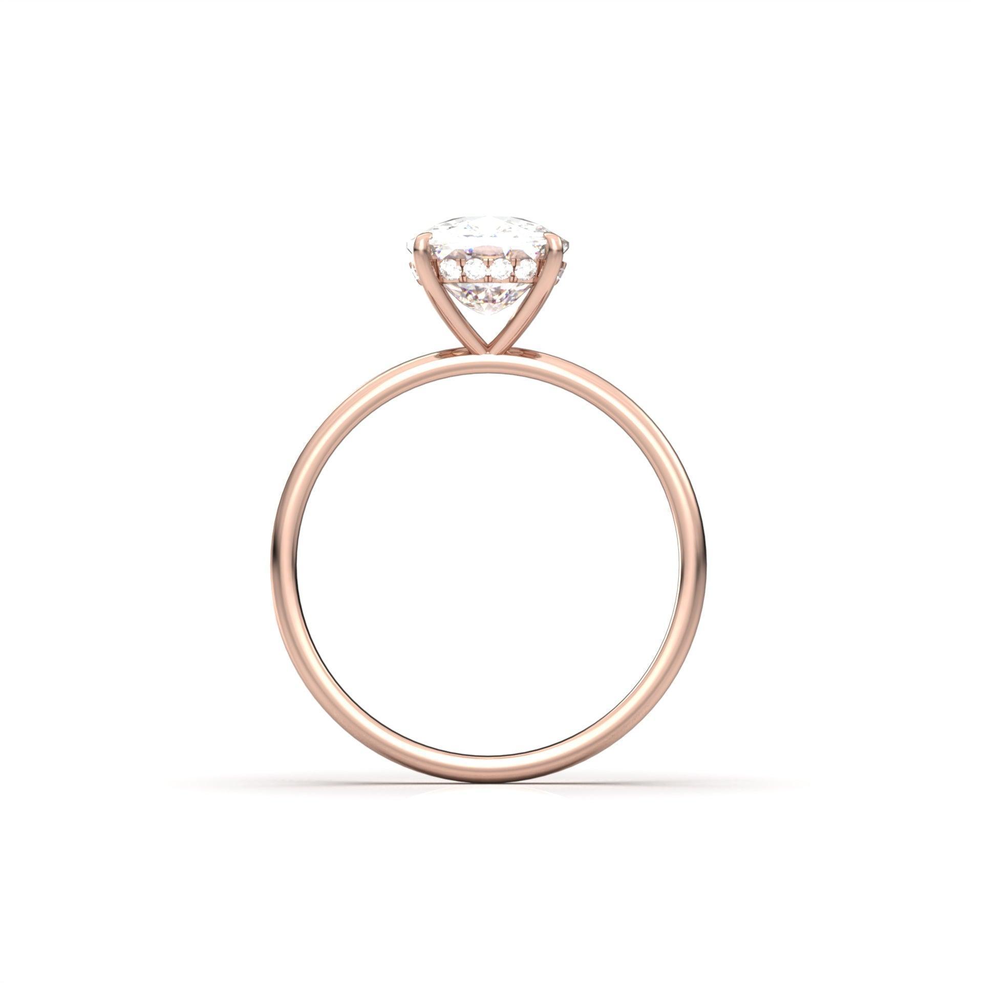 Elongated Cushion Hidden Halo Diamond Engagement Ring - Moissanite Engagement Rings