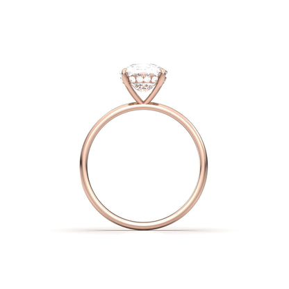 Elongated Cushion Hidden Halo Diamond Engagement Ring - Moissanite Engagement Rings
