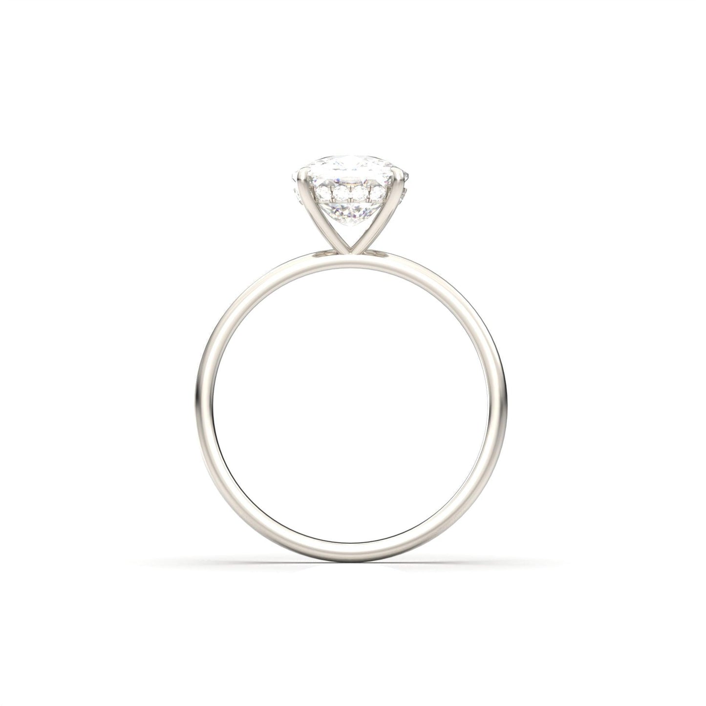 Elongated Cushion Hidden Halo Diamond Engagement Ring - Moissanite Engagement Rings