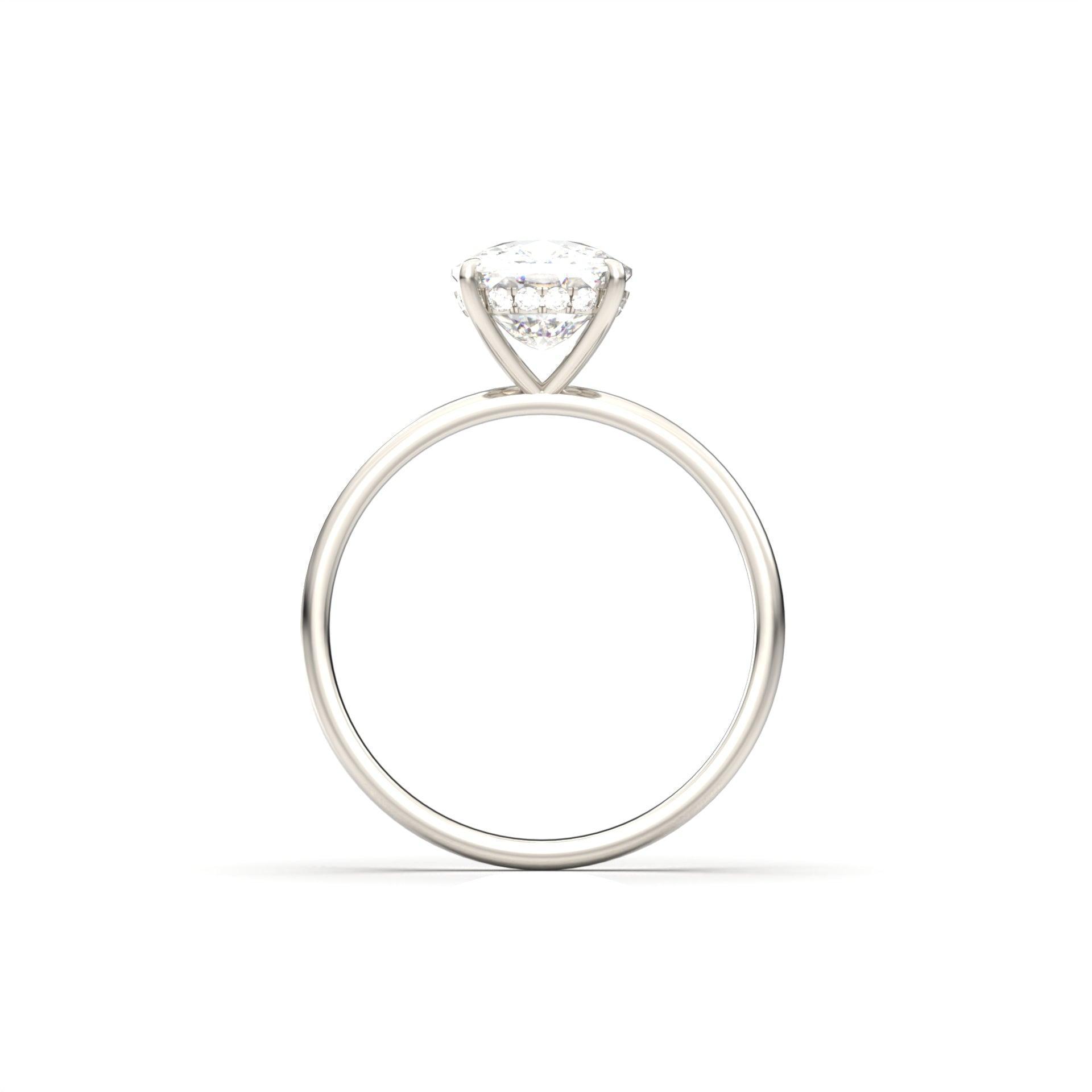 Elongated Cushion Hidden Halo Diamond Engagement Ring - Moissanite Engagement Rings