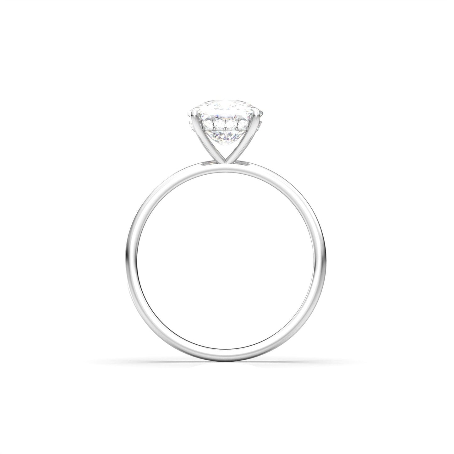 Elongated Cushion Hidden Halo Diamond Engagement Ring - Moissanite Engagement Rings
