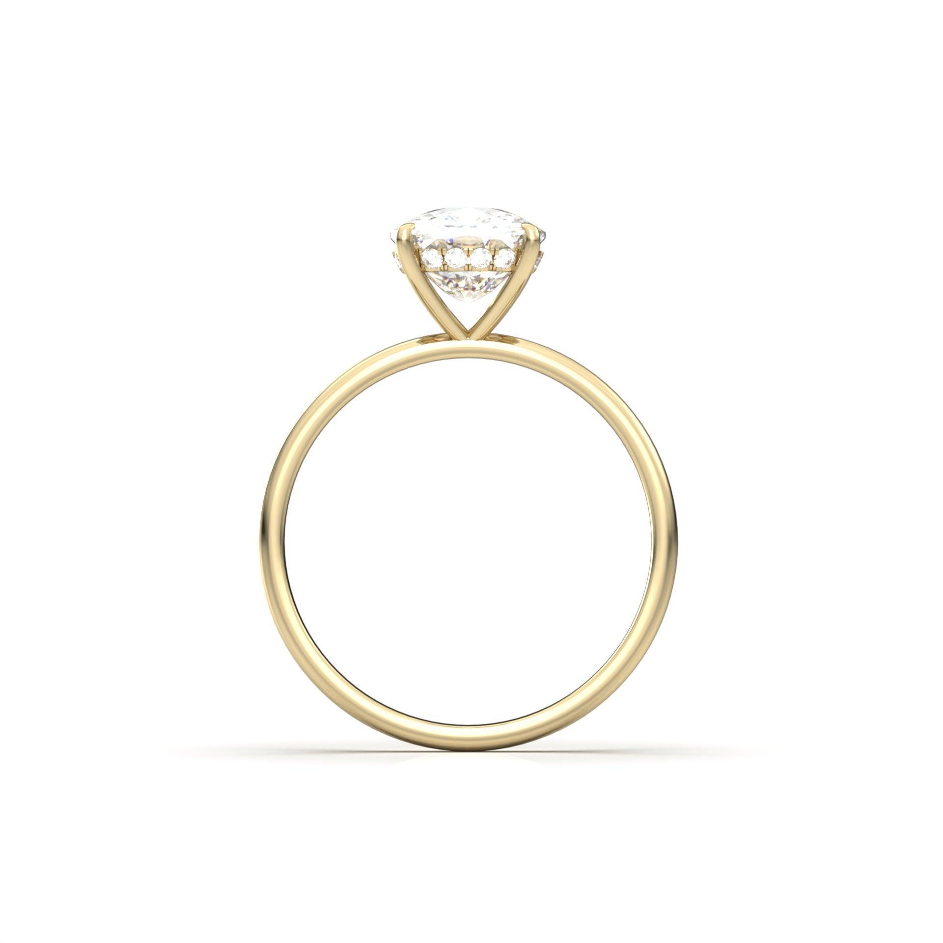 Elongated Cushion Hidden Halo Diamond Engagement Ring - Moissanite Engagement Rings