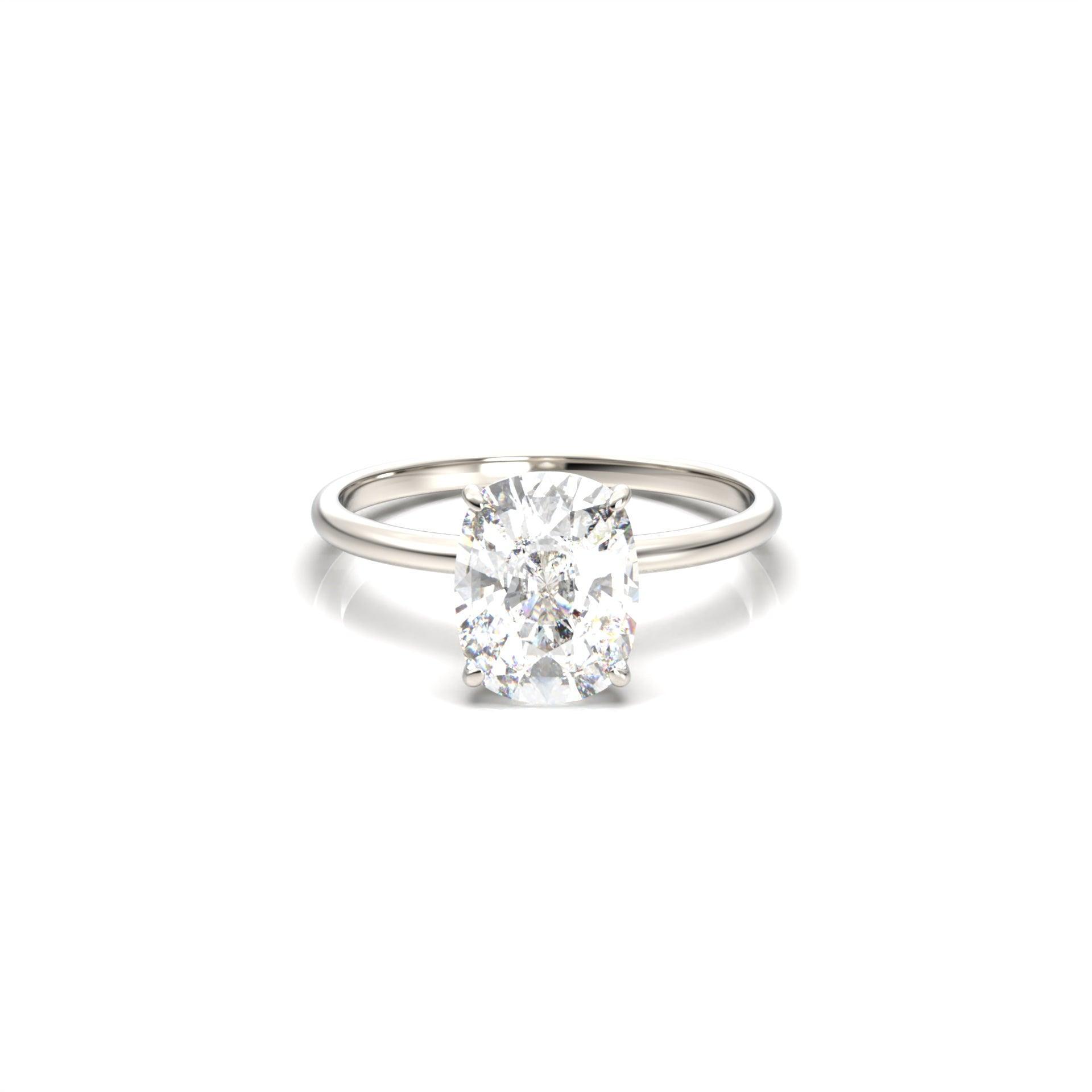 Elongated Cushion Hidden Halo Moissanite Engagement Ring - Moissanite Engagement Rings