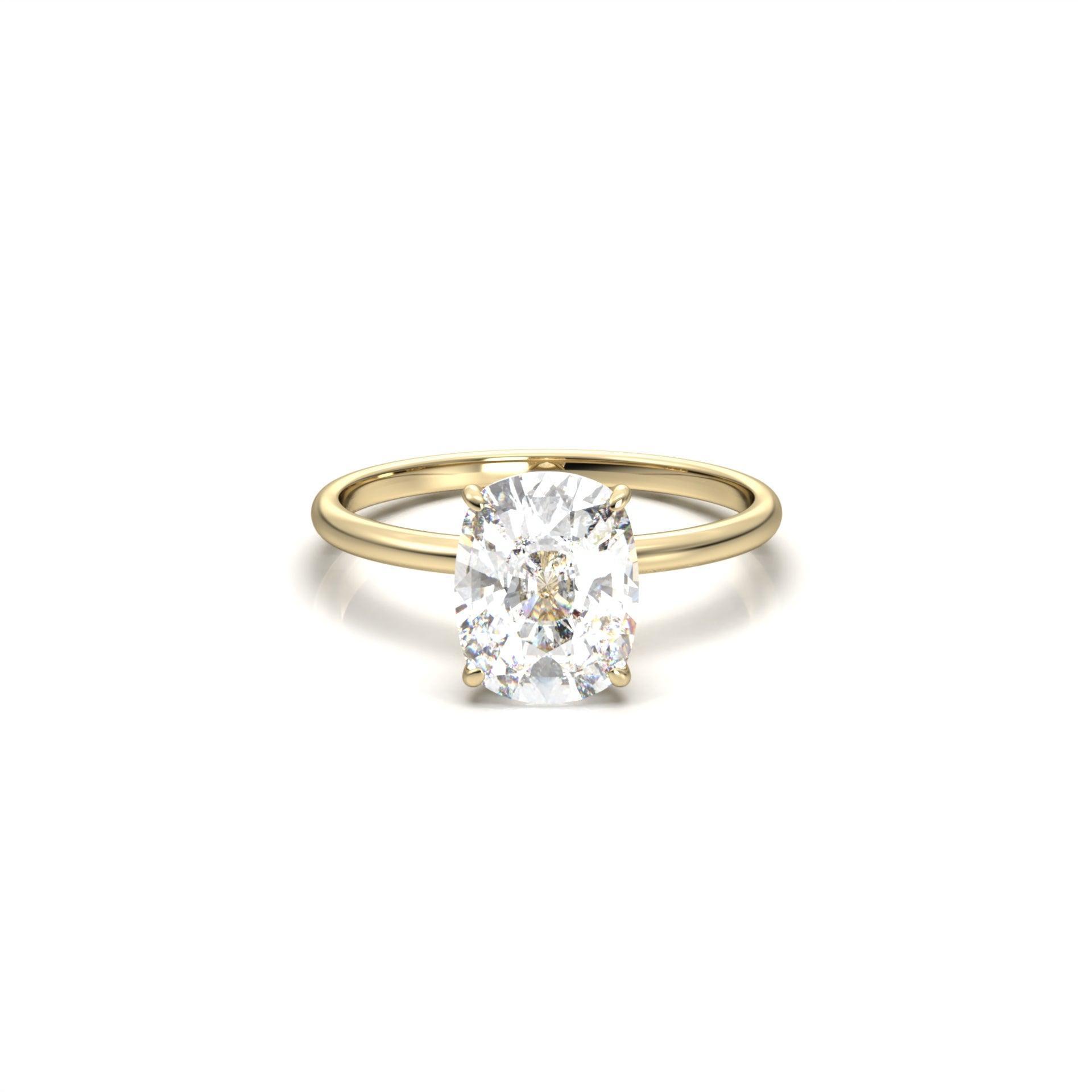 Elongated Cushion Hidden Halo Moissanite Engagement Ring - Moissanite Engagement Rings