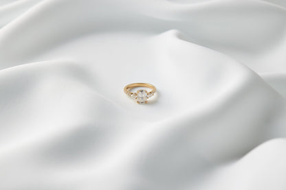 Elongated Cushion Pear Setting 2/3 Pavé Diamond Engagement Ring - Moissanite Engagement Rings