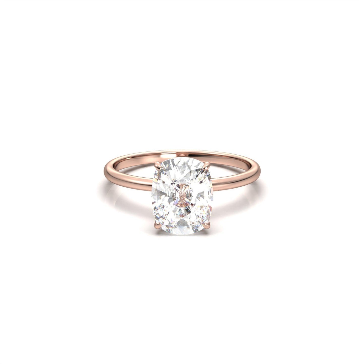Elongated Cushion Solitaire Diamond Engagement Ring - Moissanite Engagement Rings