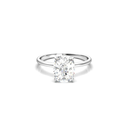Elongated Cushion Solitaire Diamond Engagement Ring - Moissanite Engagement Rings