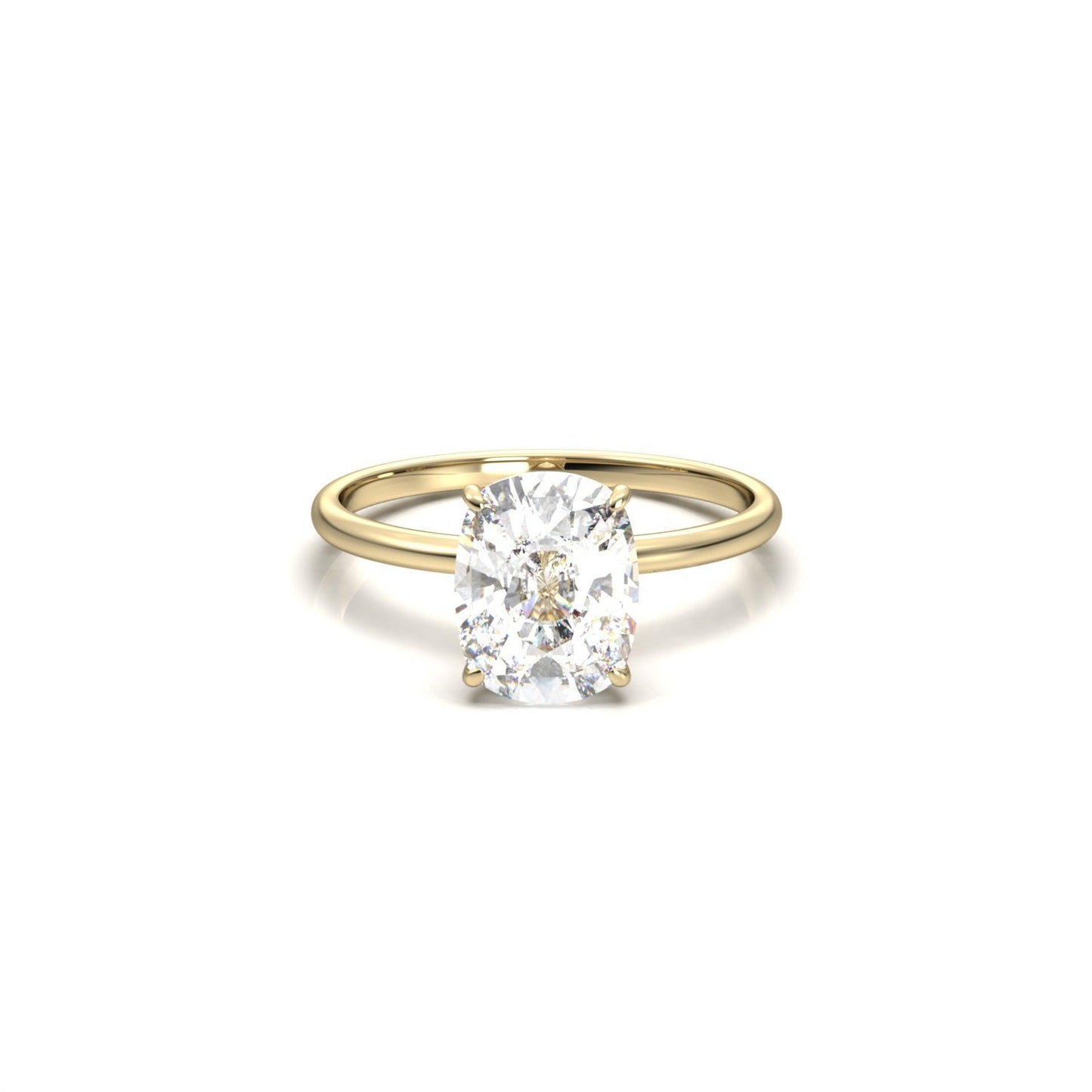 Elongated Cushion Solitaire Diamond Engagement Ring - Moissanite Engagement Rings