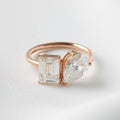 Ruby — Emerald & Pear Cut Two-Stone Moissanite Engagement Ring - Ready To Ship