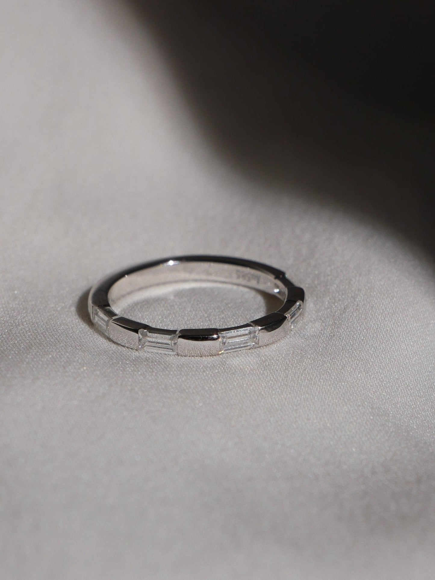 Emerald Diamond Wedding Band - Moissanite Engagement Rings